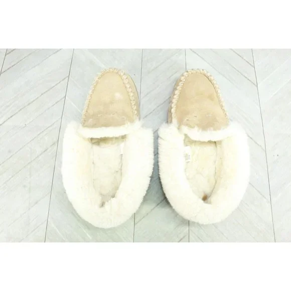 LL Bean Brown Suede Wicked Good Shearling Lined Moccasin Slippers 7 M - Picture 7 of 10